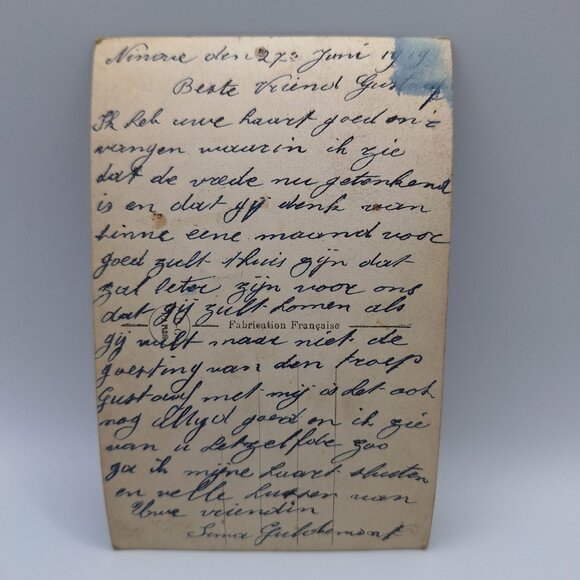 Vintage French Postcard Romantic Couple Floral Accents Handwritten 1919 Paris Ch - Picture 4 of 5